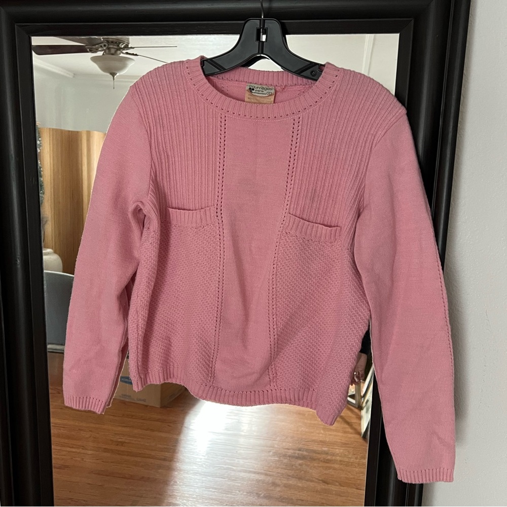 Courreges 80s Pink Pocket Knit Sweater